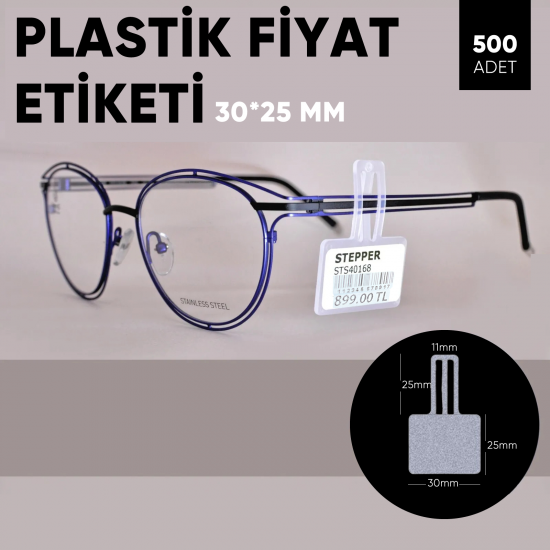 Kare Plastik Fiyat Etiketi Optik/Güneş Boy/500 Adet